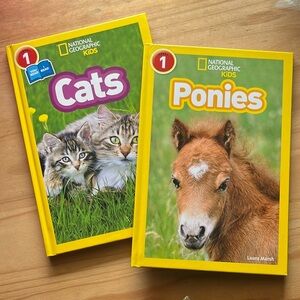 🆕Set of 2 National Geographic Kids Books Level 1 - Cats and Ponies🐱🐴